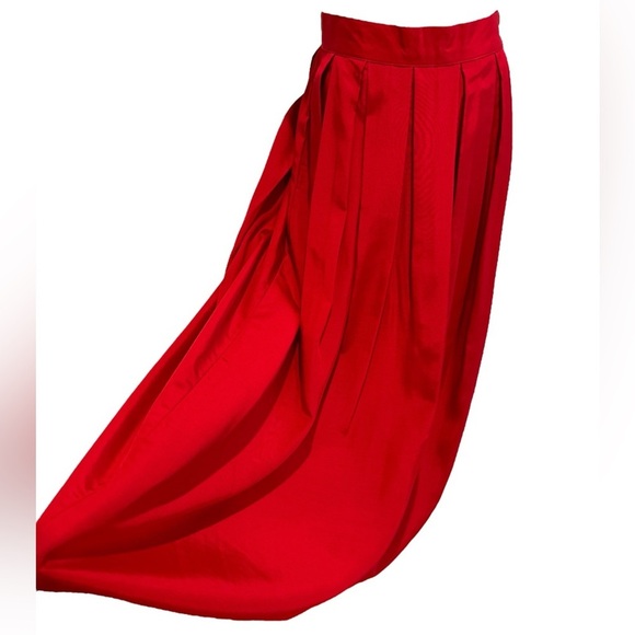 Rafaella Dresses & Skirts - NWT 70s RED TOP BOX PLEAT MINIMALIST MIDI SKIRT 2 POCKETS MADE IN ITALY RAFAELLA